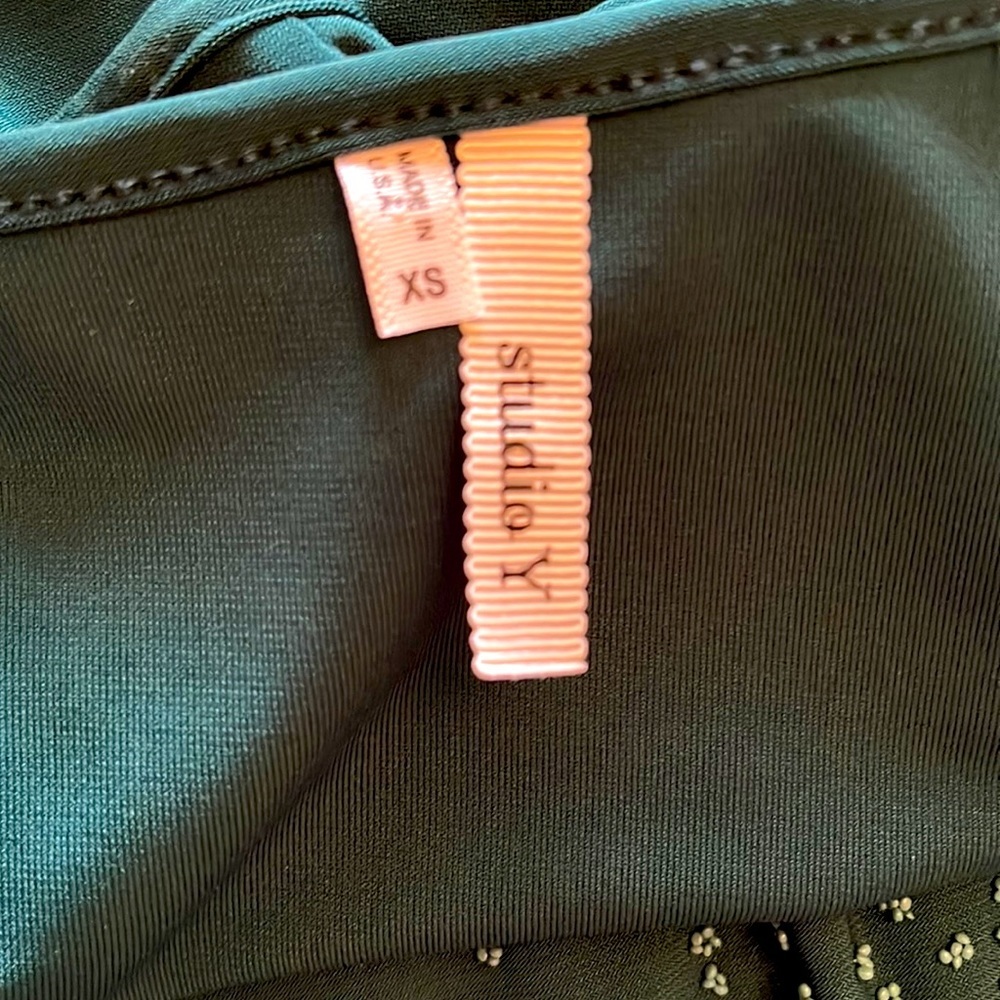 STUDIO Y WORN ONCE AQUA GREEN STRETCHY EMBELLISHED SLEEVELESS TANK XS - Picture 6 of 11